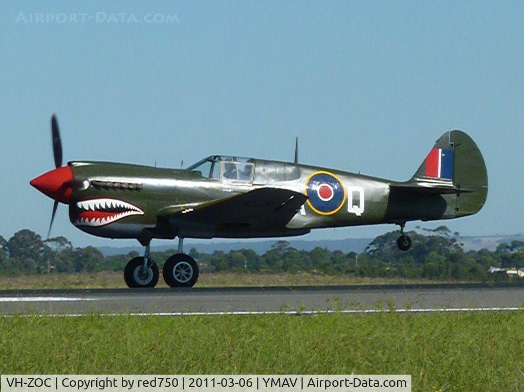 VH-ZOC, 1943 Curtiss Wright P-40N Warhawk C/N 28449, Warhawk VH-ZOC (GA-Q) with tail up on take-off roll, Avalon Air Show 2011
