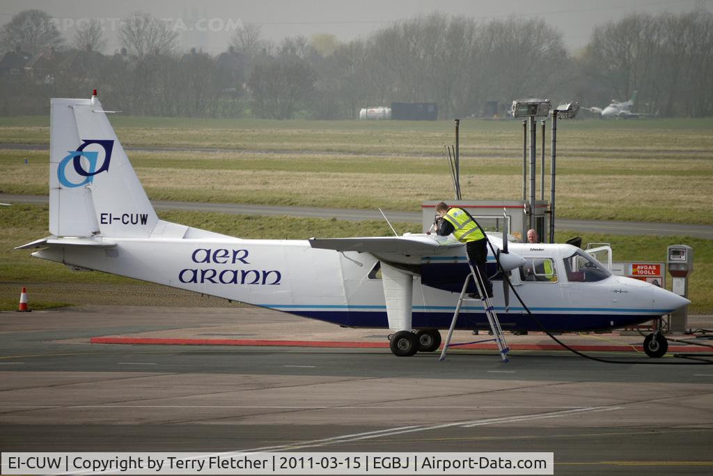 EI-CUW, 1998 Britten-Norman BN-2B-26 Islander C/N 2293, Aer Arran's Pilatus Britten -, Norman Ltd BN2B-26 ISLANDER, c/n: 2293 filling up at Staverton pumps