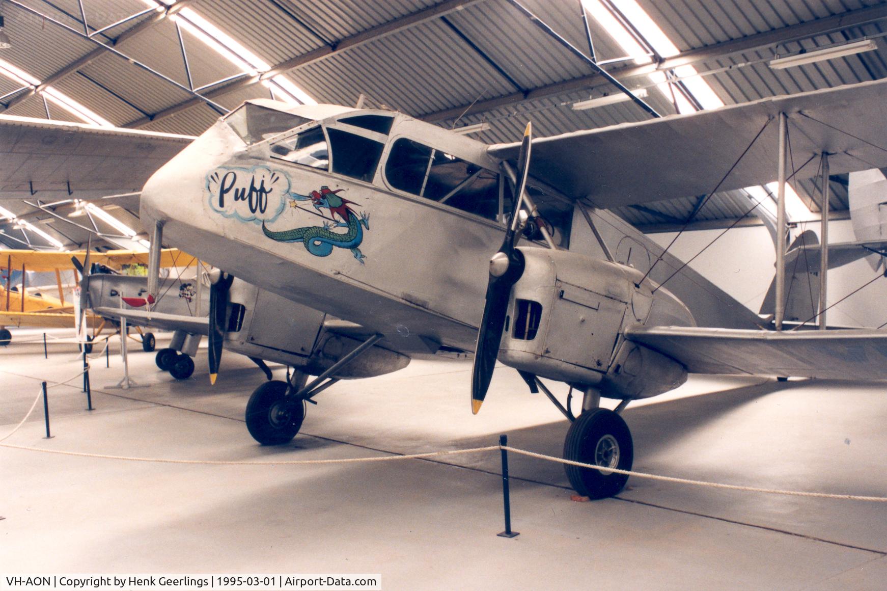 VH-AON, 1943 De Havilland Australia DH-84 Dragon 3 C/N DHA2019, Drage Air World Museum; Now closed