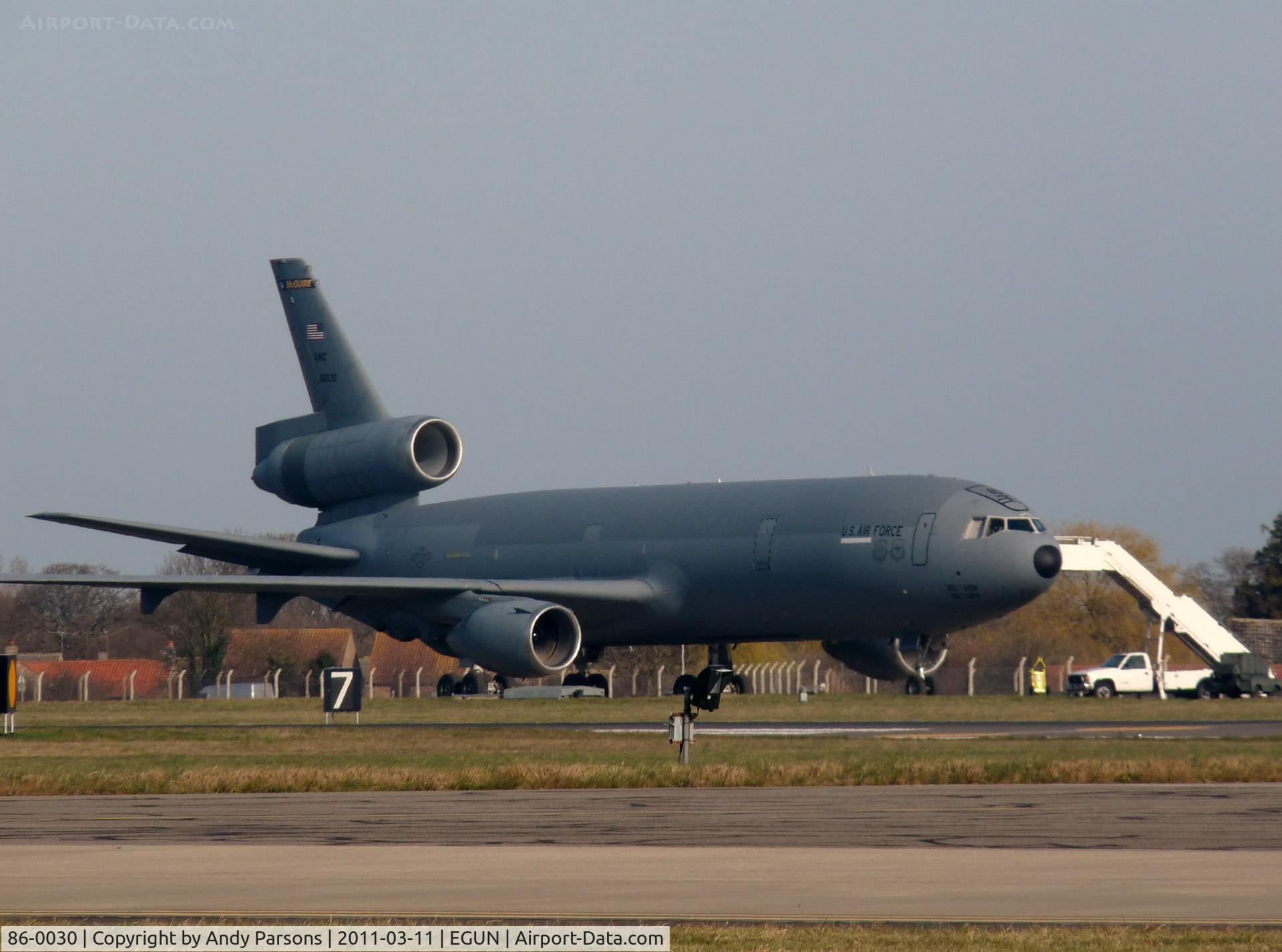 86-0030, 1986 McDonnell Douglas KC-10A Extender C/N 48243, 305 amw Kc10 Visiting Mildenhall