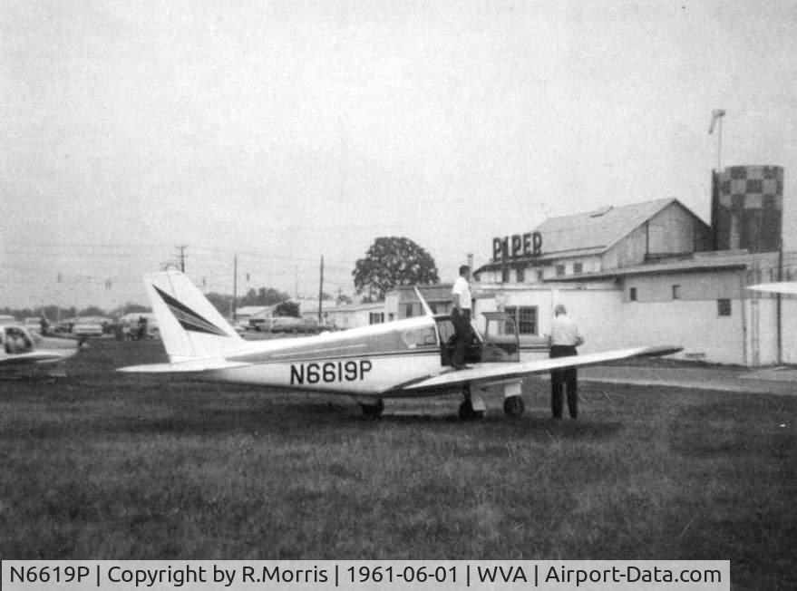 N6619P, 1960 Piper PA-24 Comanche C/N 24-1740, N6619P when new at former Washington-Virginia Airport at Bailey's Crossroads (Fairfax County VA) in original paint.