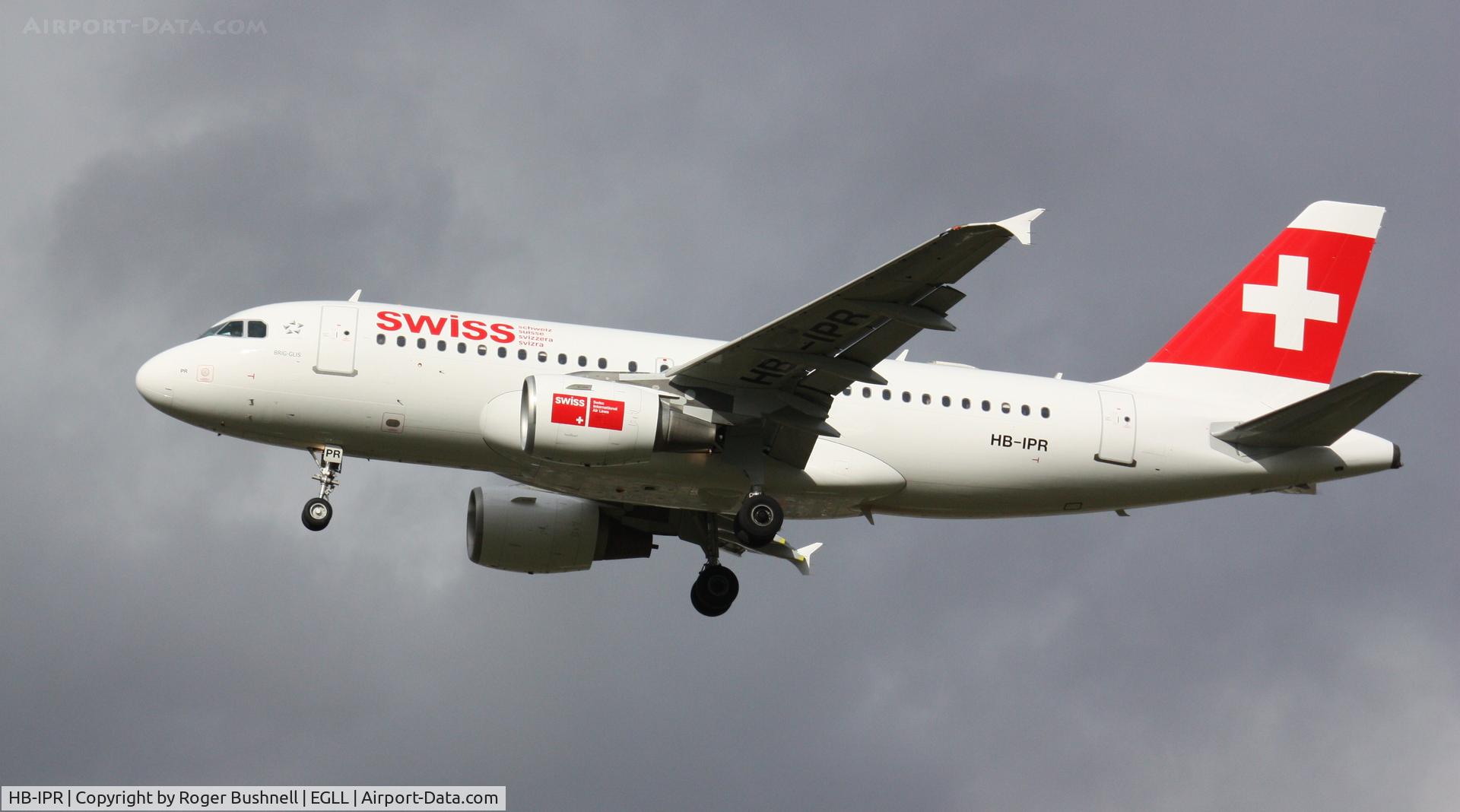 HB-IPR, 1999 Airbus A319-112 C/N 1018, Taken from the A30 side of the airport just before landing.