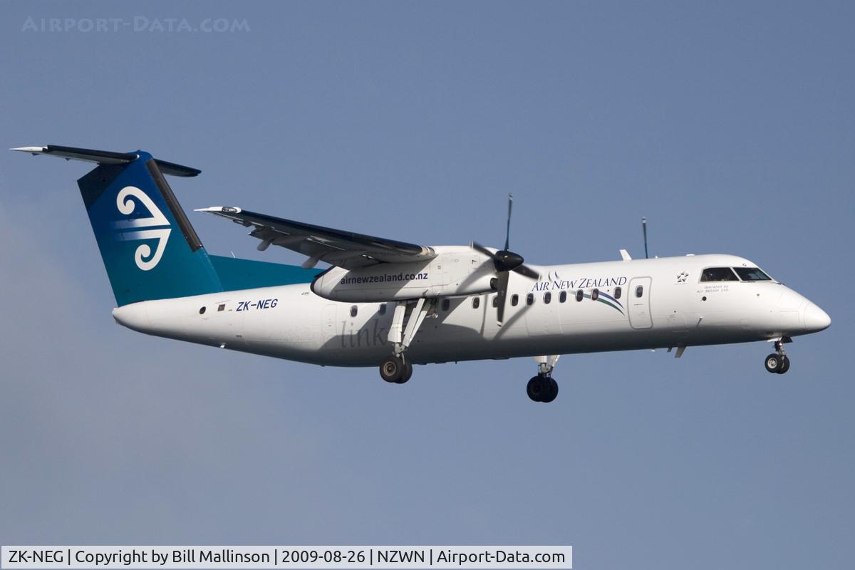 ZK-NEG, 2006 De Havilland Canada DHC-8-311 Dash 8 C/N 621, wityh the wind in Welly, wonder it didnt get blown backwards !
