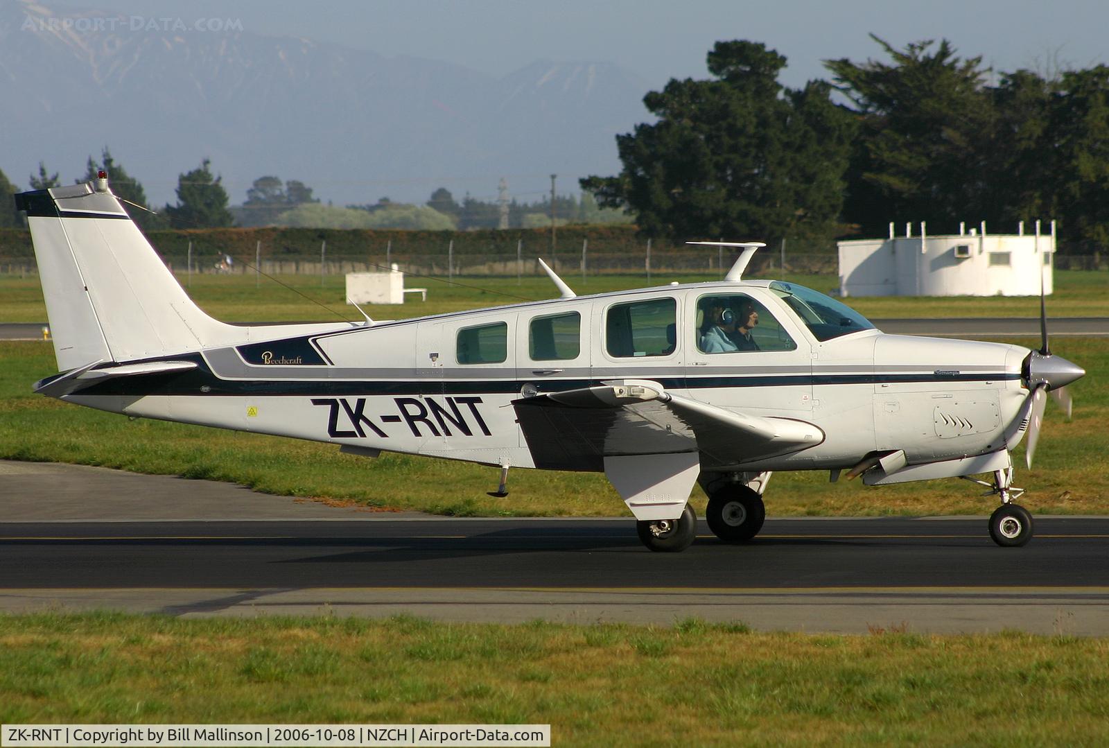 ZK-RNT, 1977 Beech A36 Bonanza 36 C/N E-1019, taxi back to the Aero Club