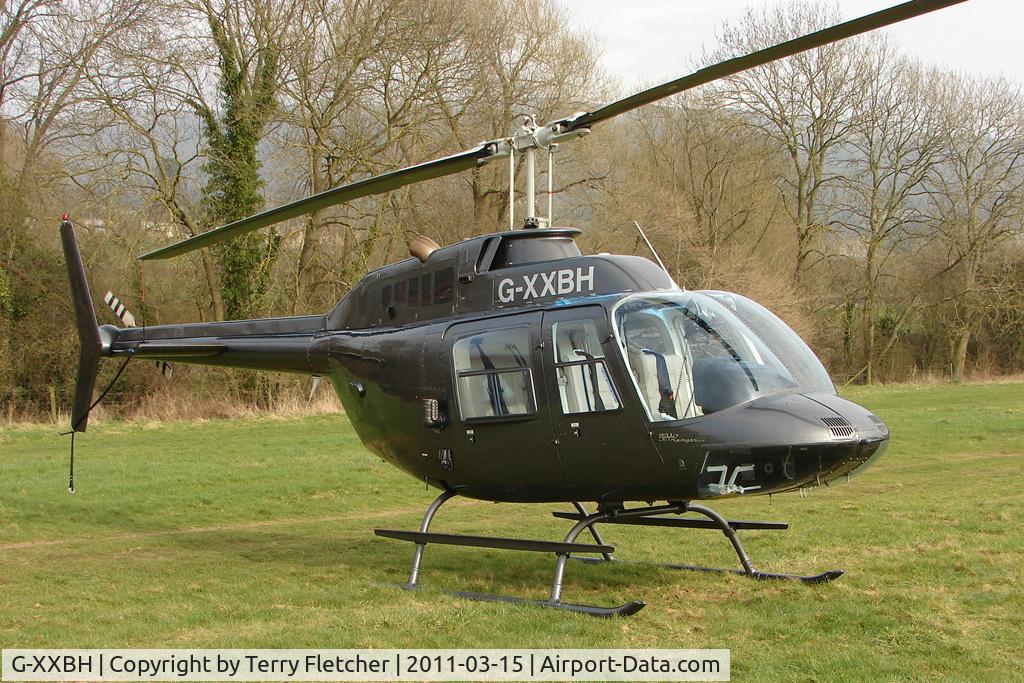 G-XXBH, 1980 Agusta AB-206B-3 JetRanger III C/N 8596, Visitor to Day 1 of the 2011 Cheltenham Horseracing Festival