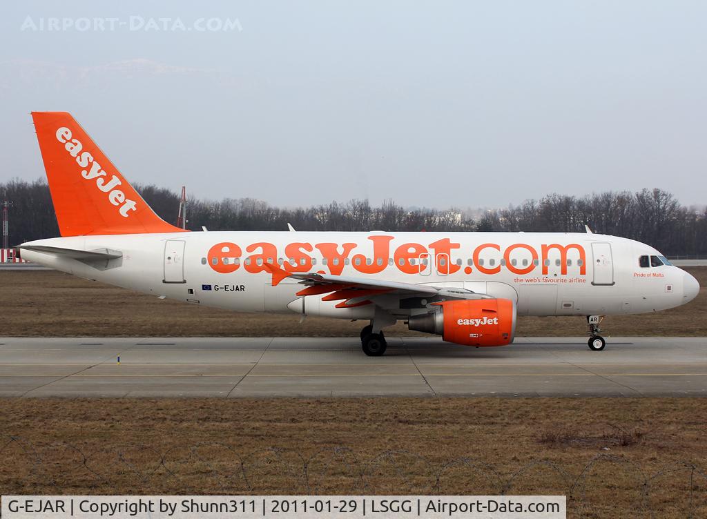 G-EJAR, 2005 Airbus A319-111 C/N 2412, Taxiing holding point rwy 23 for departure... Additional 'Pride of Malta' titles