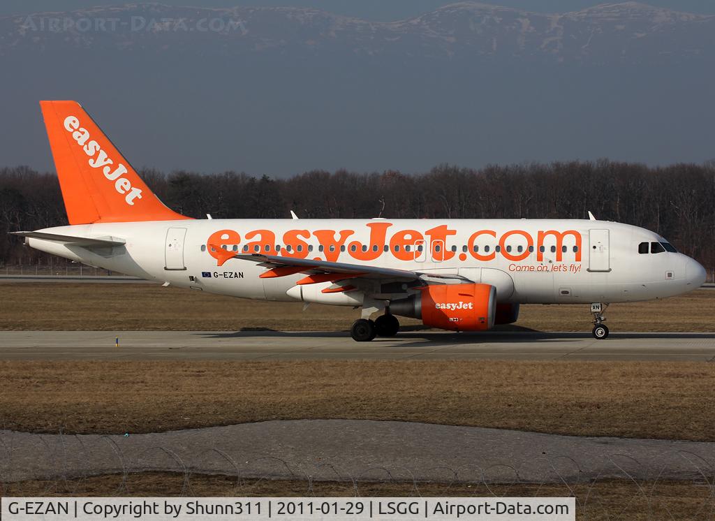 G-EZAN, 2006 Airbus A319-111 C/N 2765, Taxiing holding point rwy 23 for departure...