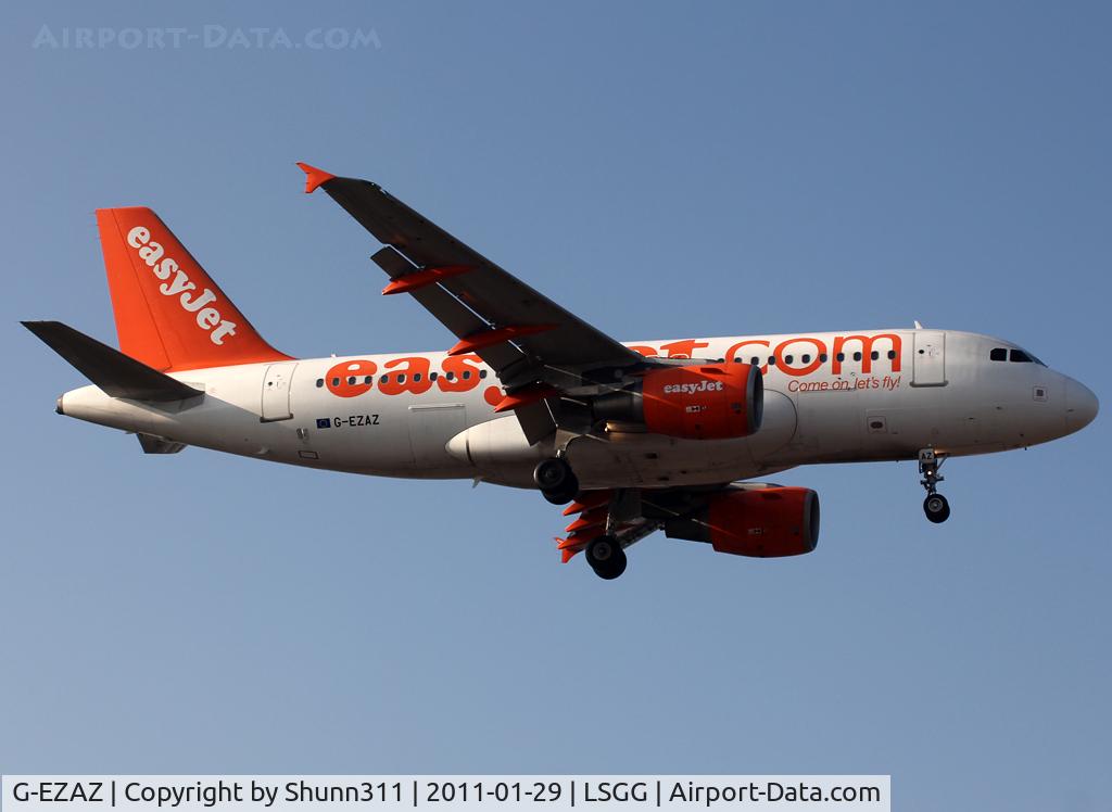 G-EZAZ, 2006 Airbus A319-111 C/N 2829, Landing rwy 05