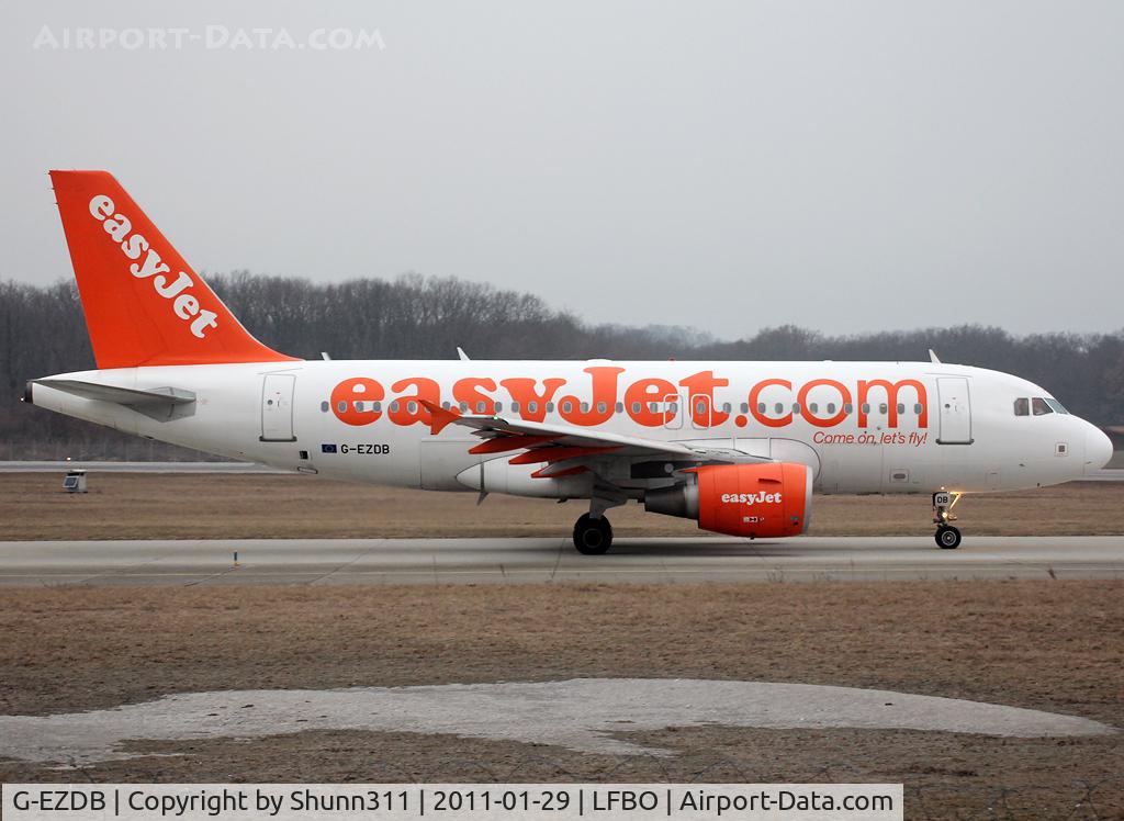 G-EZDB, 2008 Airbus A319-111 C/N 3411, Taxiing holding point rwy 23 for departure...