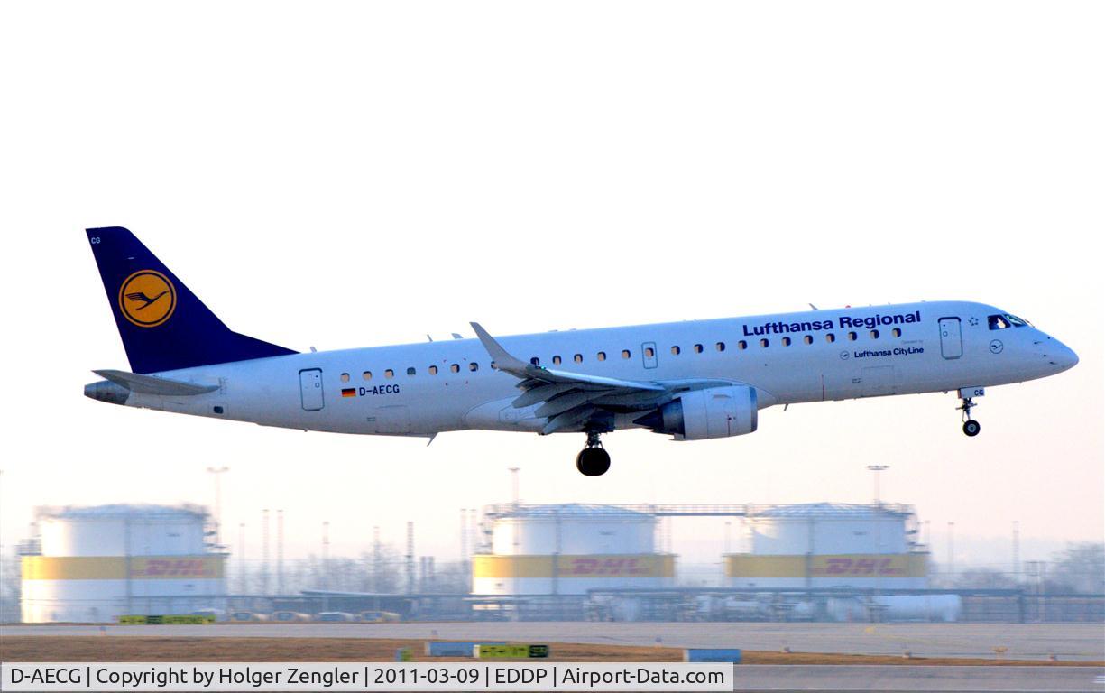 D-AECG, 2010 Embraer 190LR (ERJ-190-100LR) C/N 19000368, A morning flight from FRA at its end.