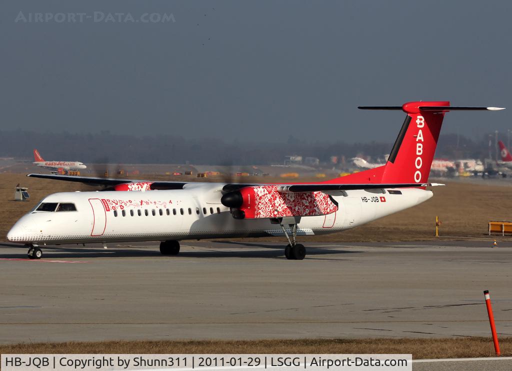 HB-JQB, 2007 De Havilland Canada DHC-8-402Q Dash 8 C/N 4175, Lining up rwy 05 for departure...