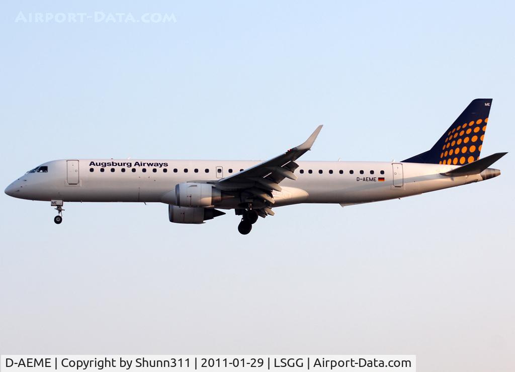 D-AEME, 2009 Embraer 195LR (ERJ-190-200LR) C/N 19000308, Landing rwy 05