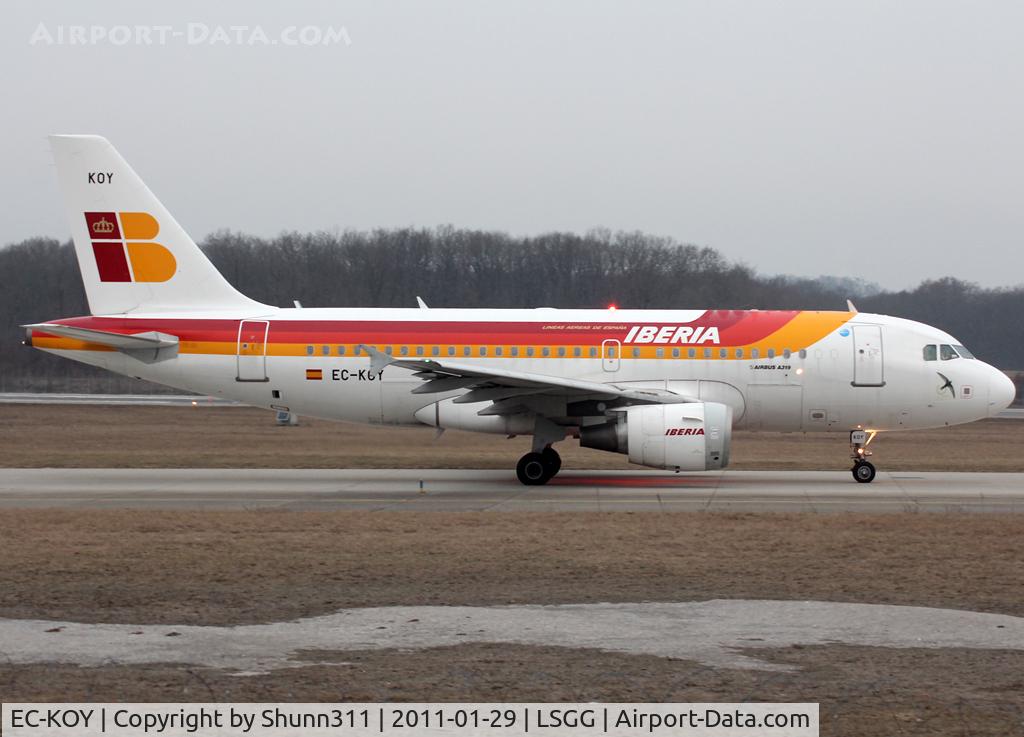 EC-KOY, 2008 Airbus A319-111 C/N 3443, Taxiing holding point rwy 23 for departure...