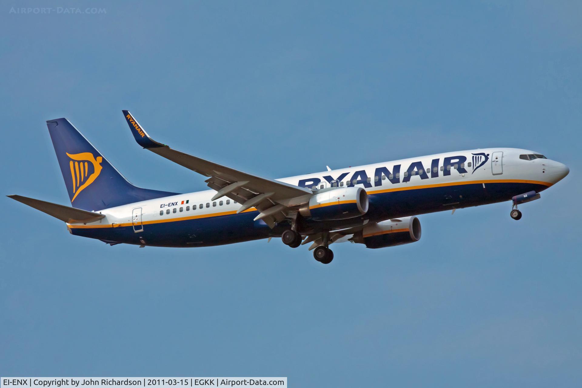 EI-ENX, 2010 Boeing 737-8AS C/N 40305, On approach to Gatwick