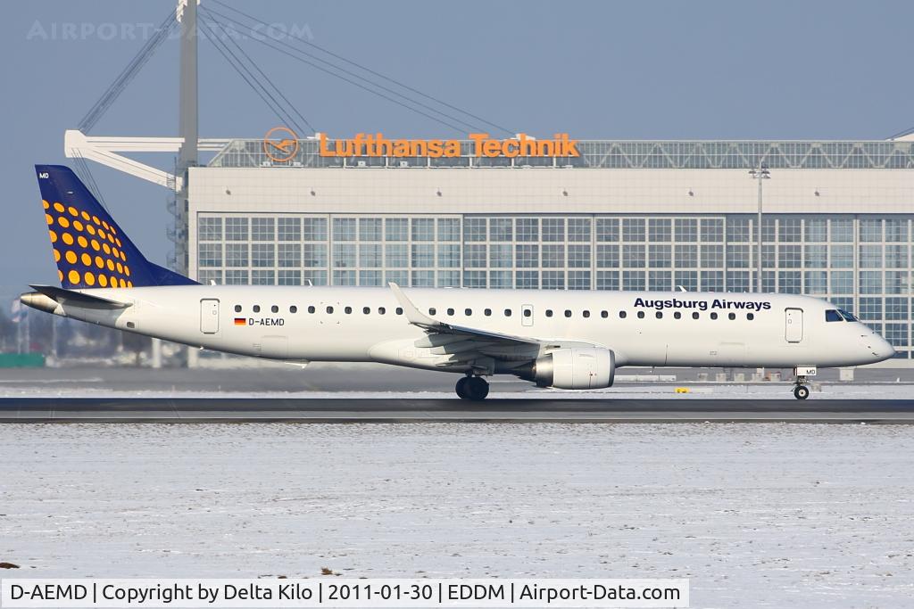 D-AEMD, 2009 Embraer 195LR (ERJ-190-200LR) C/N 19000305, AUB [IQ] Augsburg Airways