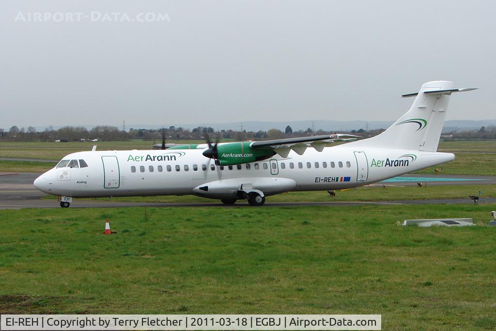 EI-REH, 1991 ATR 72-202 C/N 260, Aer Arran 1991 ATR 72-202, c/n: 260 brings in a Charter of Horseracing fans for the Cheltenham Gold Cup meeting