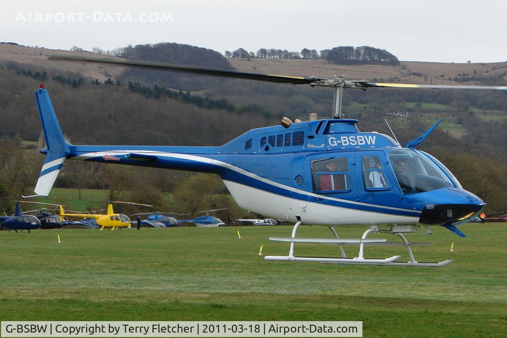 G-BSBW, 1982 Bell 206B JetRanger III C/N 3664, A visitor to Cheltenham Racecourse on 2011 Gold Cup Day