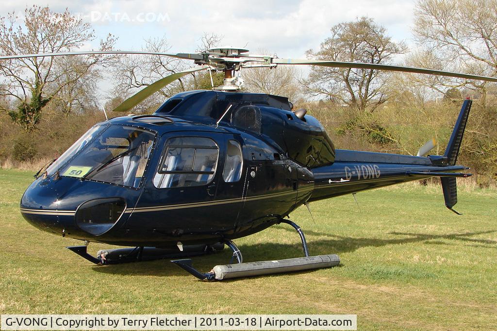 G-VONG, 1985 Aerospatiale AS-355F-1 Twin Ecureuil C/N 5327, A visitor to Cheltenham Racecourse on 2011 Gold Cup Day