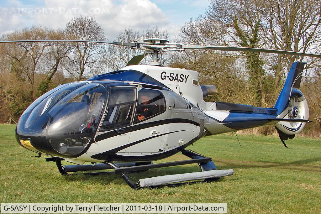 G-SASY, 2009 Eurocopter EC-130B-4 (AS-350B-4) C/N 4760, A visitor to Cheltenham Racecourse on 2011 Gold Cup Day