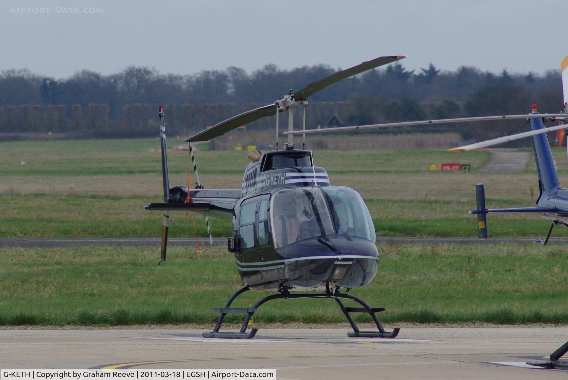 G-KETH, 1974 Agusta AB-206B JetRanger II C/N 8418, Parked at Norwich.