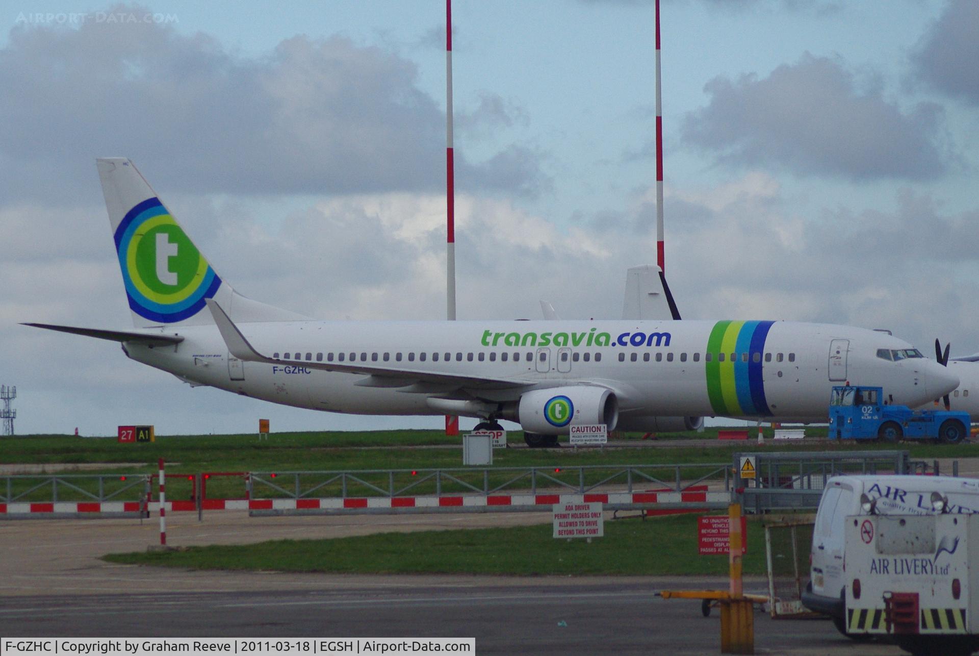 F-GZHC, 2008 Boeing 737-8K2 C/N 29651, Parked at Norwich.