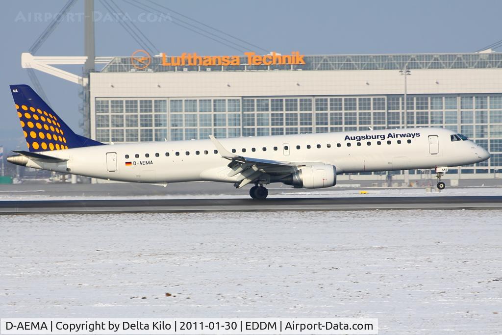 D-AEMA, 2009 Embraer 195LR (ERJ-190-200LR) C/N 19000290, AUB [IQ] Augsburg Airways