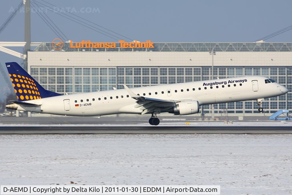 D-AEMD, 2009 Embraer 195LR (ERJ-190-200LR) C/N 19000305, AUB [IQ] Augsburg Airways