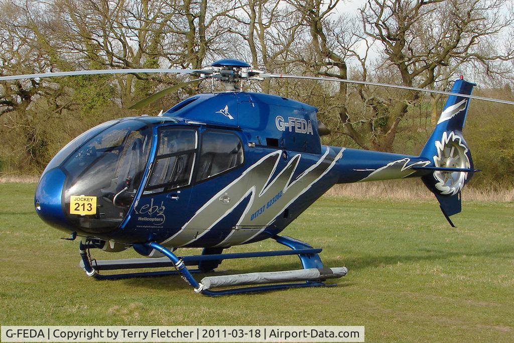 G-FEDA, 2000 Eurocopter EC-120B Colibri C/N 1129, A visitor to Cheltenham Racecourse on 2011 Gold Cup Day