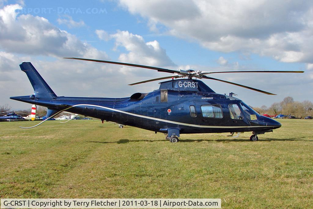 G-CRST, 1998 Agusta A-109E Power C/N 11017, A visitor to Cheltenham Racecourse on 2011 Gold Cup Day