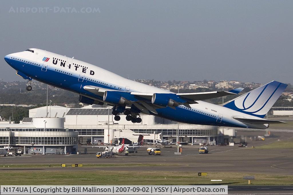 N174UA, 1990 Boeing 747-422 C/N 24381, away to SFO