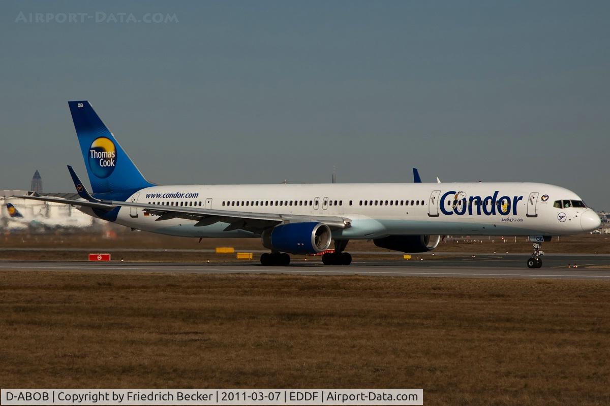 D-ABOB, 1998 Boeing 757-330 C/N 29017, departing via RW18W