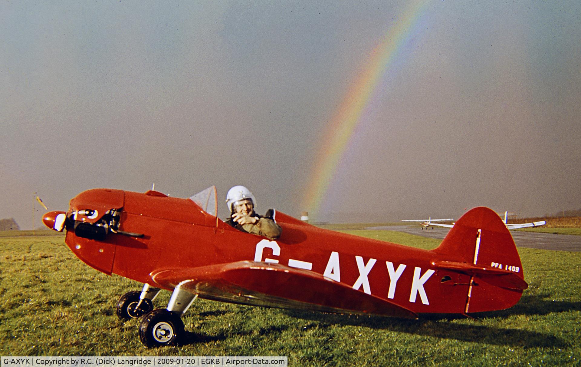 G-AXYK, 1971 Taylor JT-1 Monoplane C/N PFA 1409, THIS IS A PICTURE I TOOK OF CYRIL'S PLANE AS ORIGINALLY FINISHED.  CYRIL IS IN THE COCKPIT  I BELIEVE IT WAS ON THE DAY OF IT'S FIRST FLIGHT