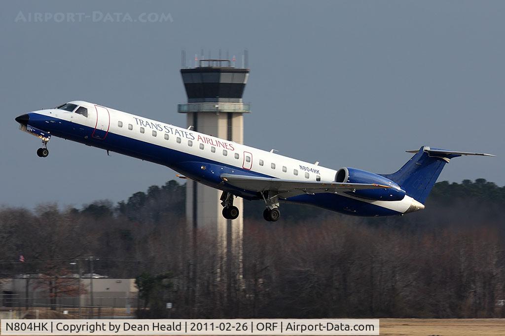 N804HK, 1998 Embraer EMB-145EP (ERJ-145EP) C/N 145082, Trans States Airlines N804HK climbing out from RWY 5 as 