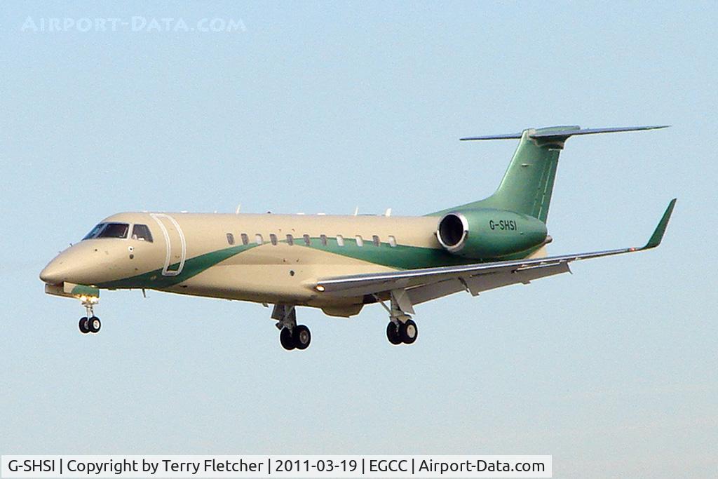 G-SHSI, 2009 Embraer EMB-135BJ Legacy 600 C/N 14501114, TAG AVIATION's 2009 EMPRESA BRASILEIRA DE AERONAUTICA SA EMB-135BJ, c/n: 14501114 landing at Manchester