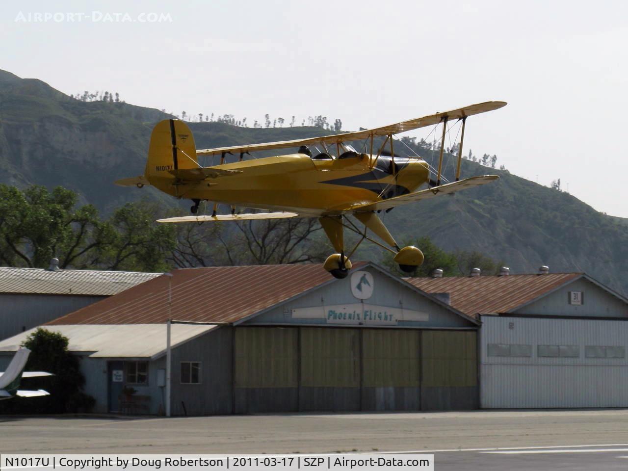 N1017U, 1939 CASA 1-131 Jungmann C/N E3B-435, 1939 Bucker JUNGMANN C.A.S.A. 1.131, Lycoming O-360 180 Hp upgrade conversion, on final Rwy 22