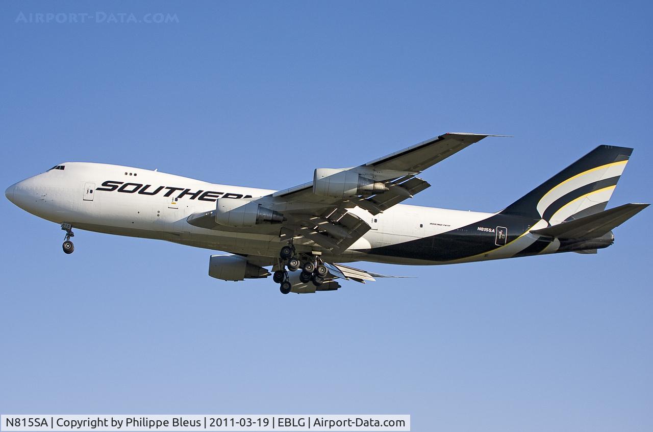 N815SA, 1980 Boeing 747-2L5B C/N 22107, Short final rwy 05R. Ex-Brazilian carrier, ex-Asian carrier, rescued from the Mohave desert storage, back in business proud and shiny. 30 years old !