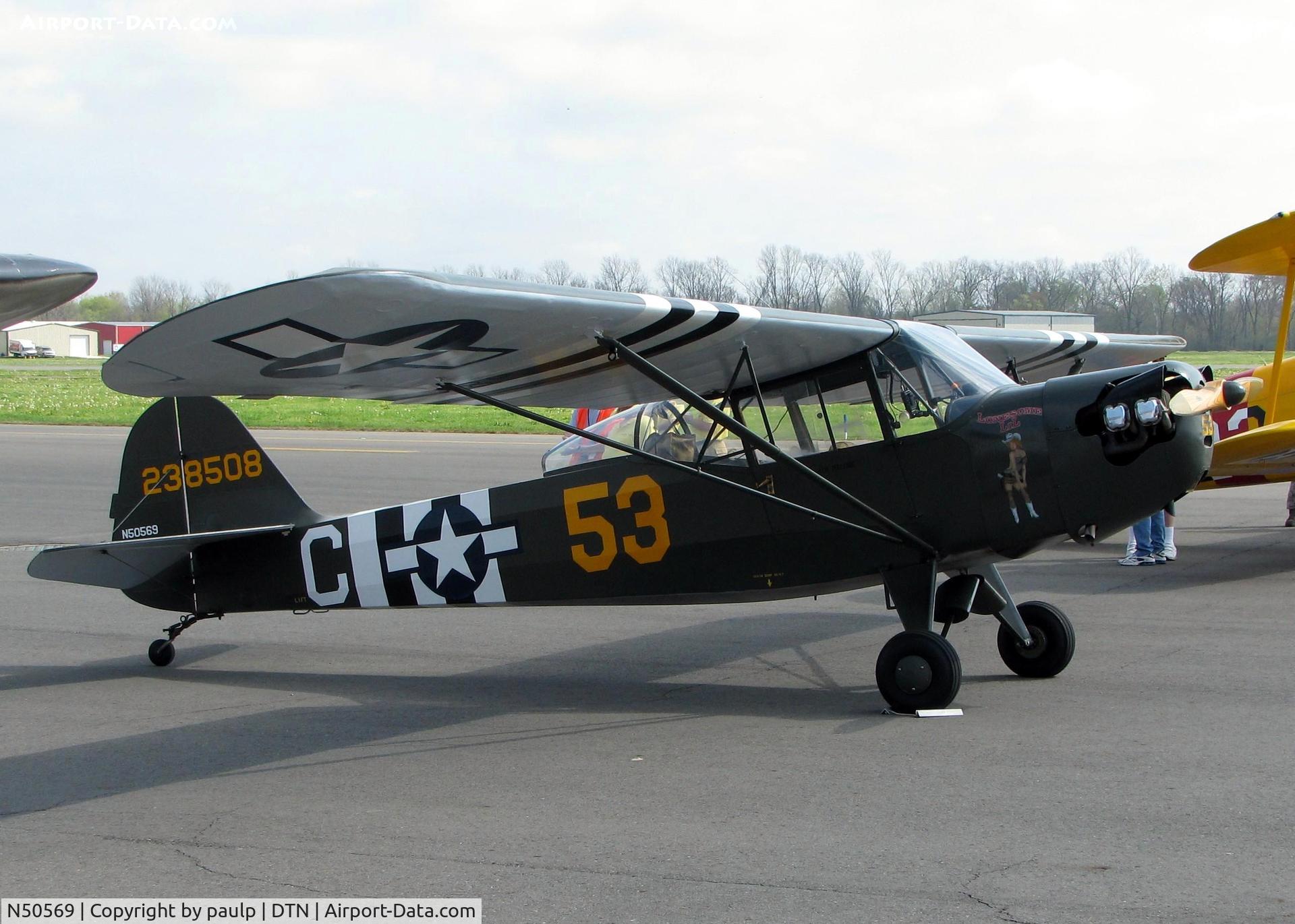 N50569, 1942 Taylorcraft DCO-65 C/N 4546, At Downtown Shreveport.
