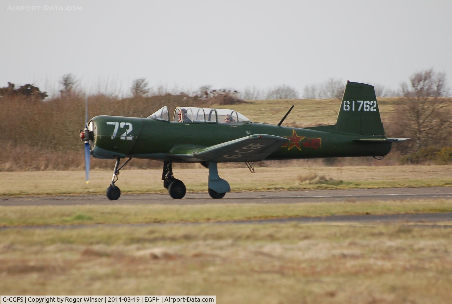 G-CGFS, 1988 Nanchang CJ-6A Chujiao C/N 4532008, Arriving at Swansea Airport. Marked 61762 