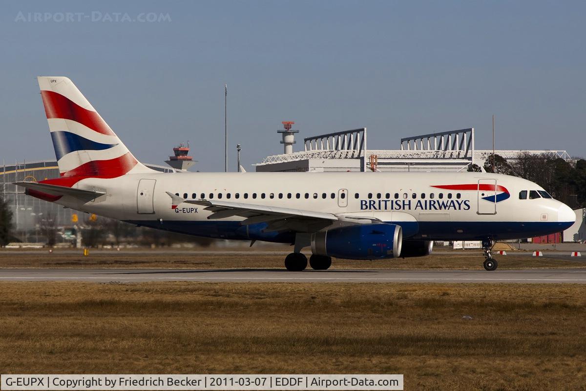 G-EUPX, 2001 Airbus A319-131 C/N 1445, departing via RW18W