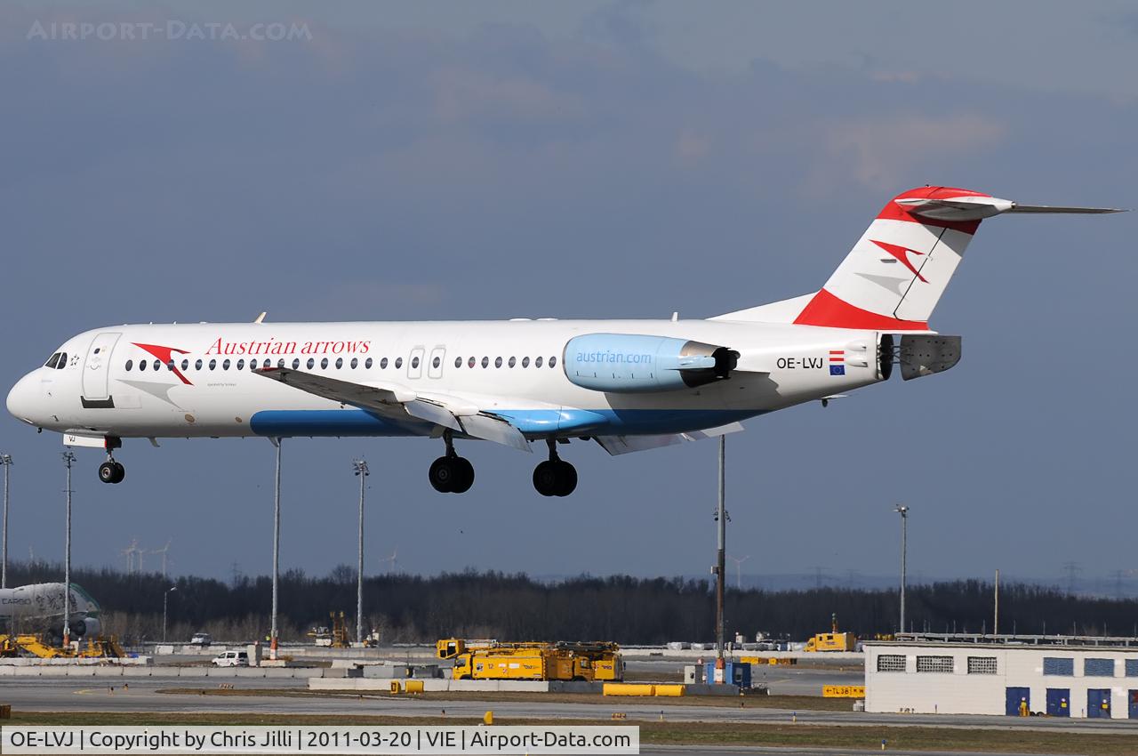 OE-LVJ, 1991 Fokker 100 (F-28-0100) C/N 11359, Austrian arrows