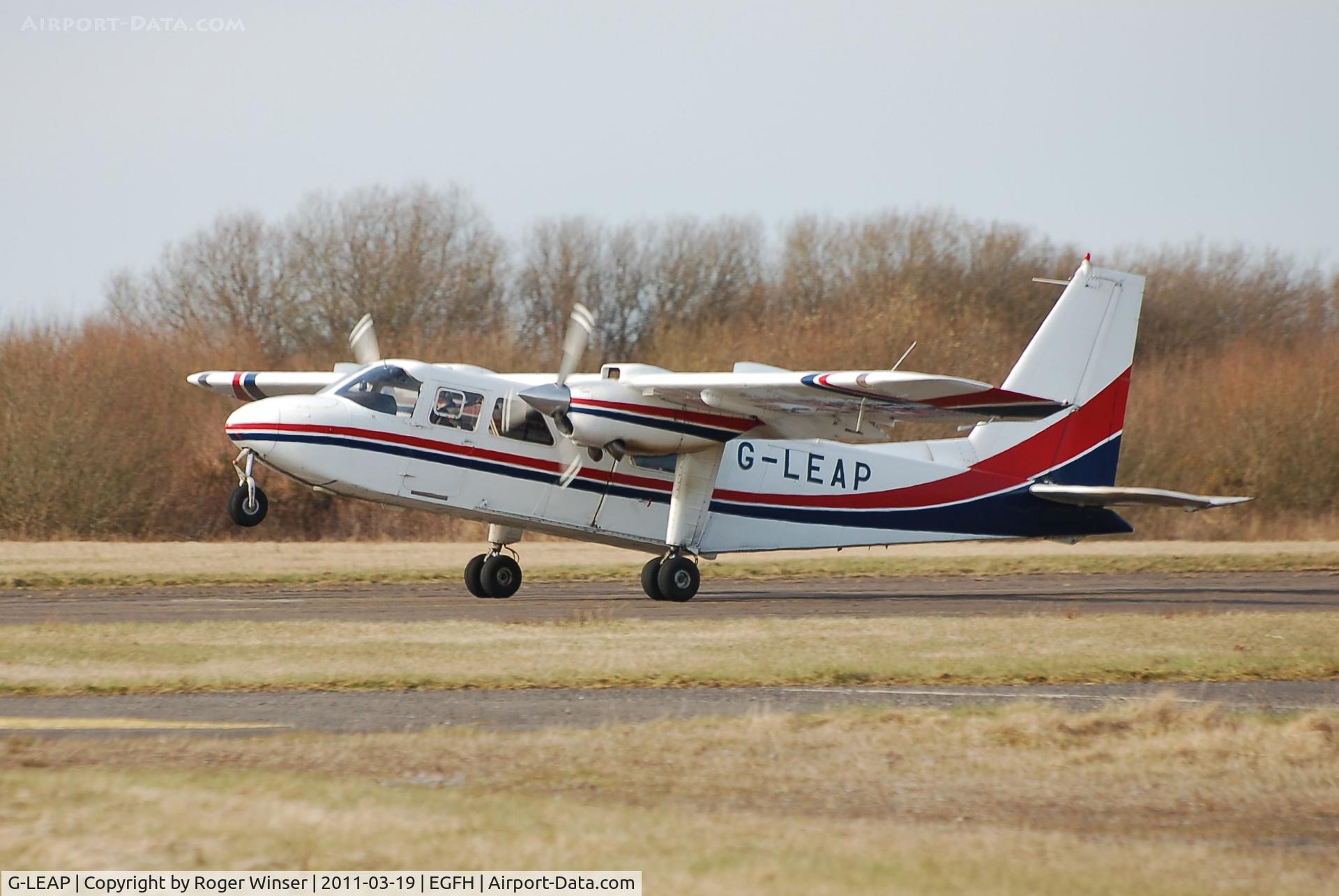 G-LEAP, 1987 Pilatus Britten-Norman BN-2T Turbine Islander C/N 2183, Returning to Swansea Airport after lifting skydivers. Operated by Skydive Swansea. Sold to the Artic Circle Air Company Ltd and registered N675AC in 2012. Operating from Saipan, Micronesia. 