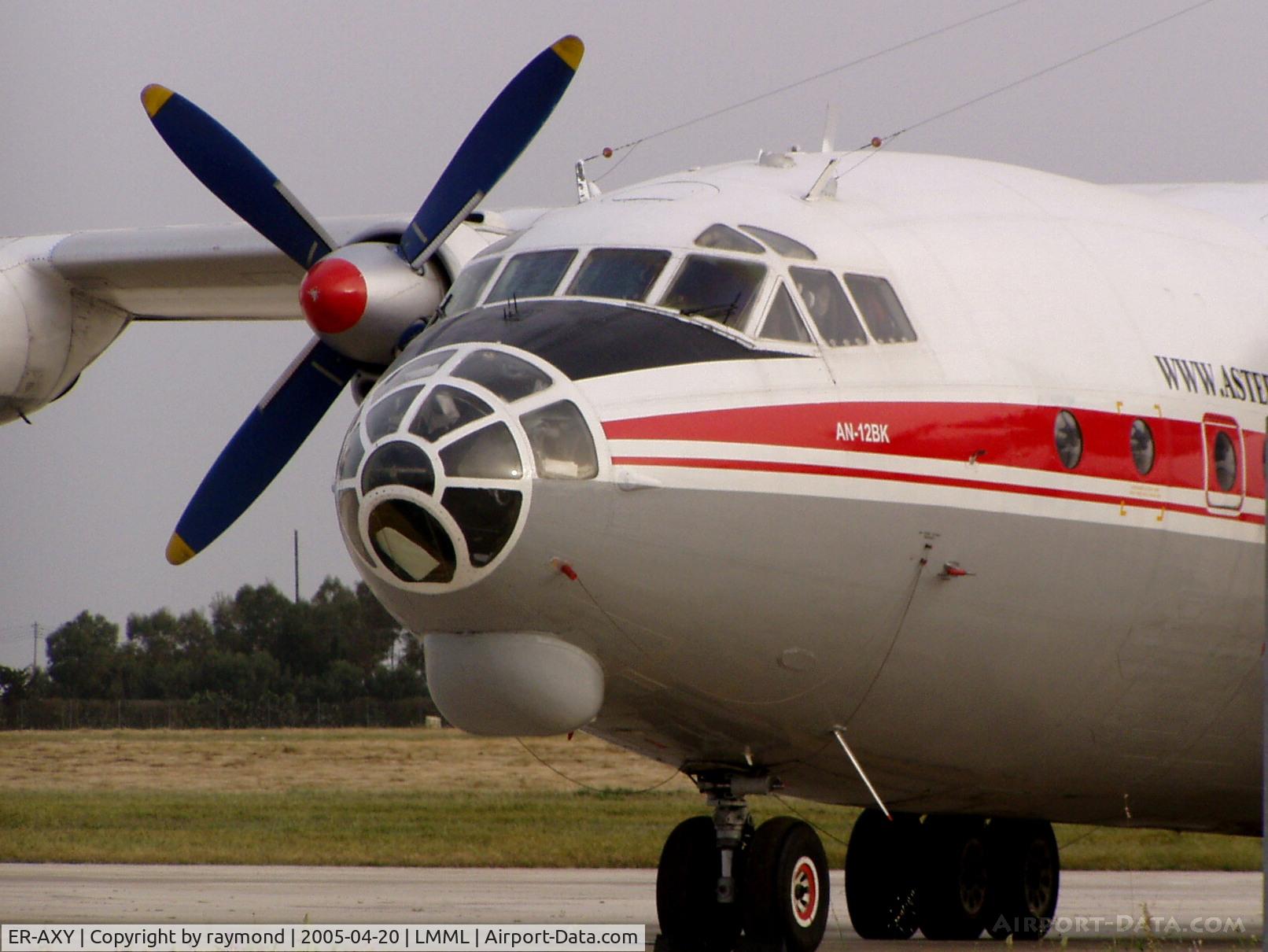 ER-AXY, 1969 Antonov An-12BK C/N 9346904, Nose shot of ER-AXY An12 Air Charter Service