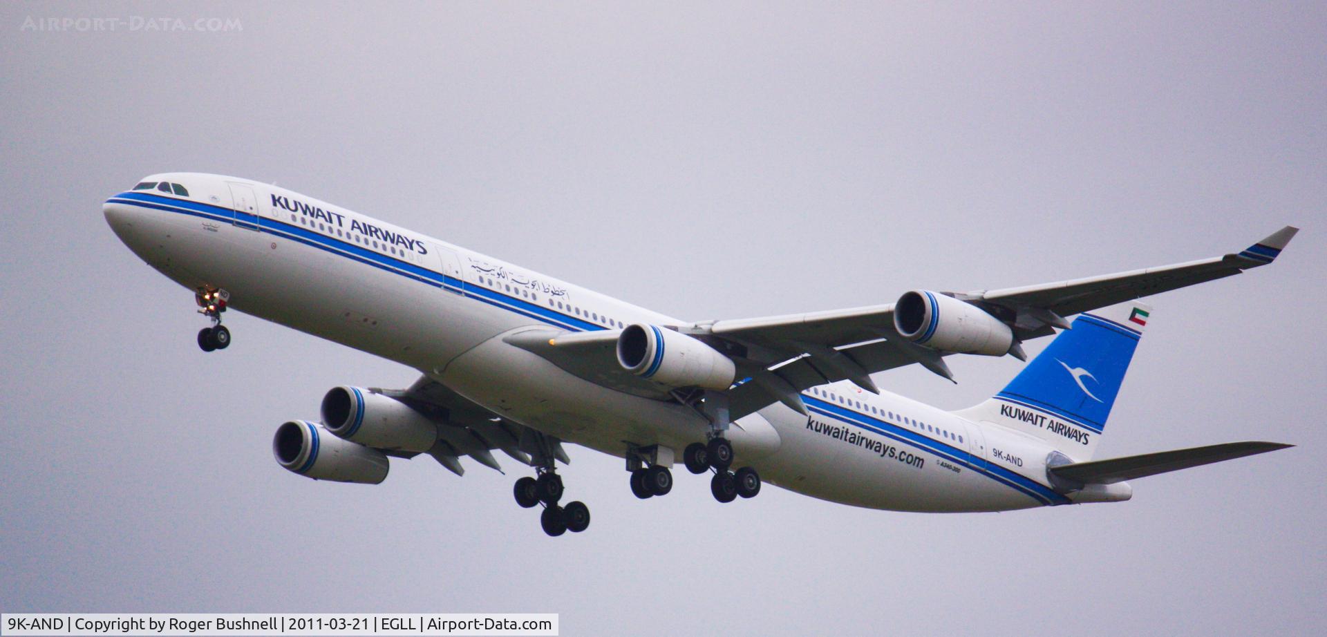9K-AND, 1995 Airbus A340-313 C/N 104, Taken at Heathrow Airport
