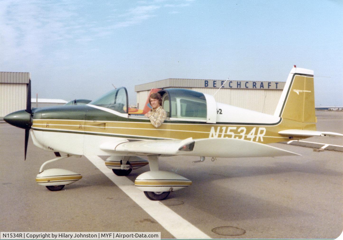 N1534R, 1976 Grumman American AA-1B Trainer C/N AA1B0654, I learned to fly in this airplane back in 1976. It was brand new at the time.  This picture was taken at Montgomery Field in San Diego.