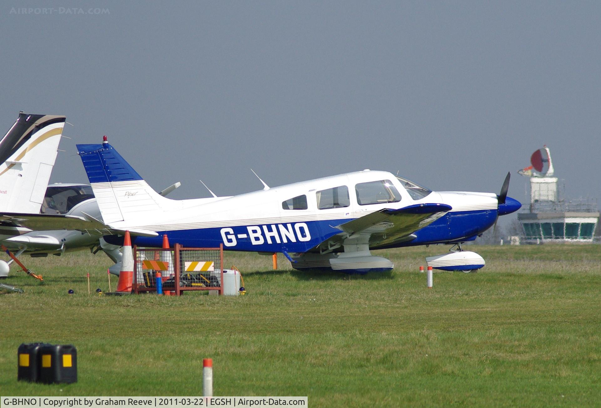 G-BHNO, 1980 Piper PA-28-181 Cherokee Archer II C/N 28-8090211, Parked at Norwich.