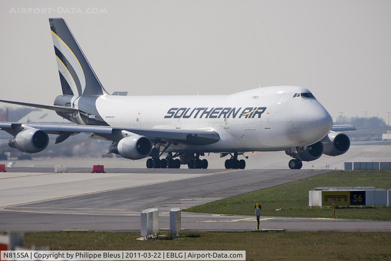 N815SA, 1980 Boeing 747-2L5B C/N 22107, Turning into taxiway Sierra 5 for rwy 23L.