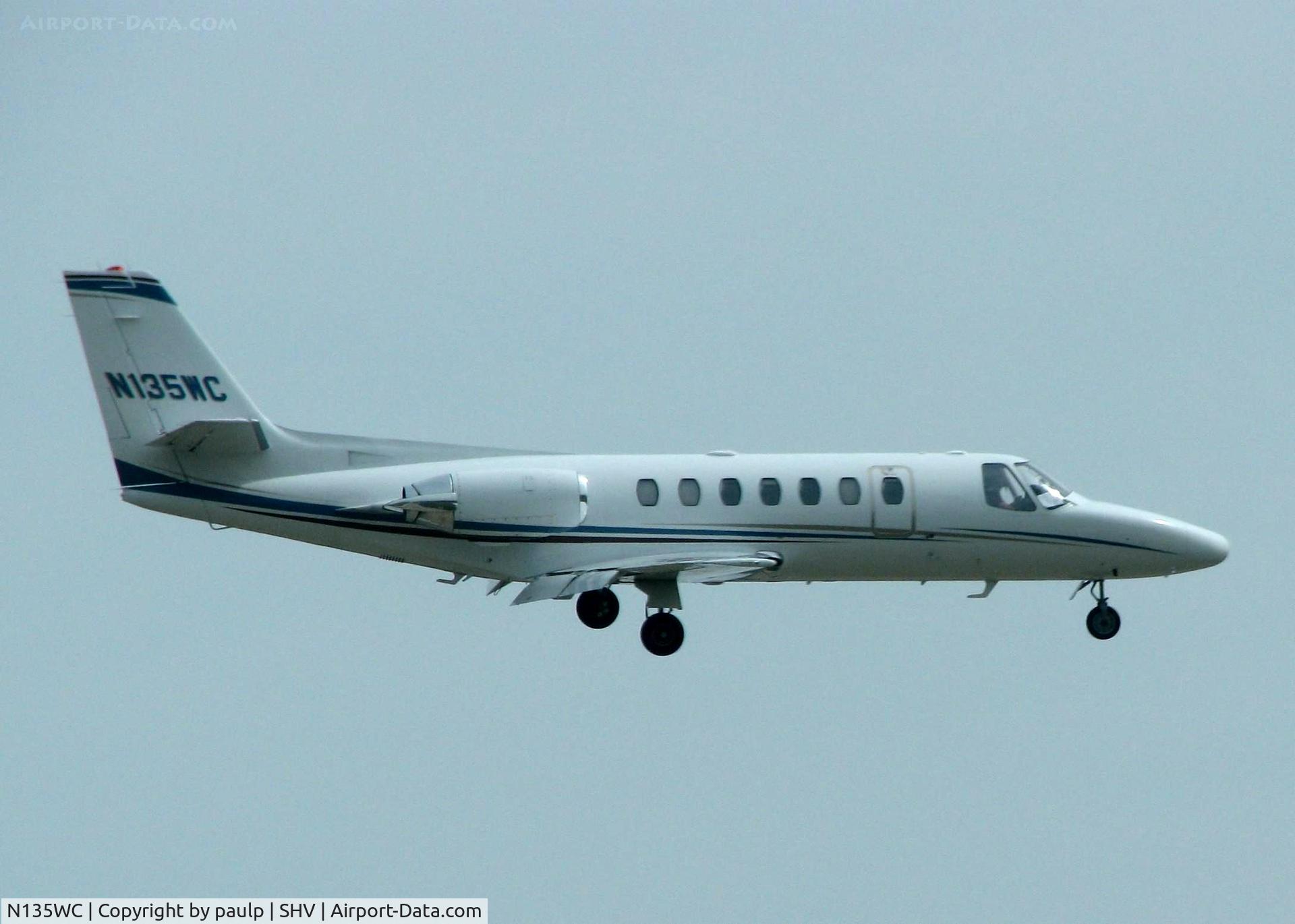 N135WC, 1994 Cessna 560 Citation Ultra C/N 560-0261, Landing at Shreveport Regional.