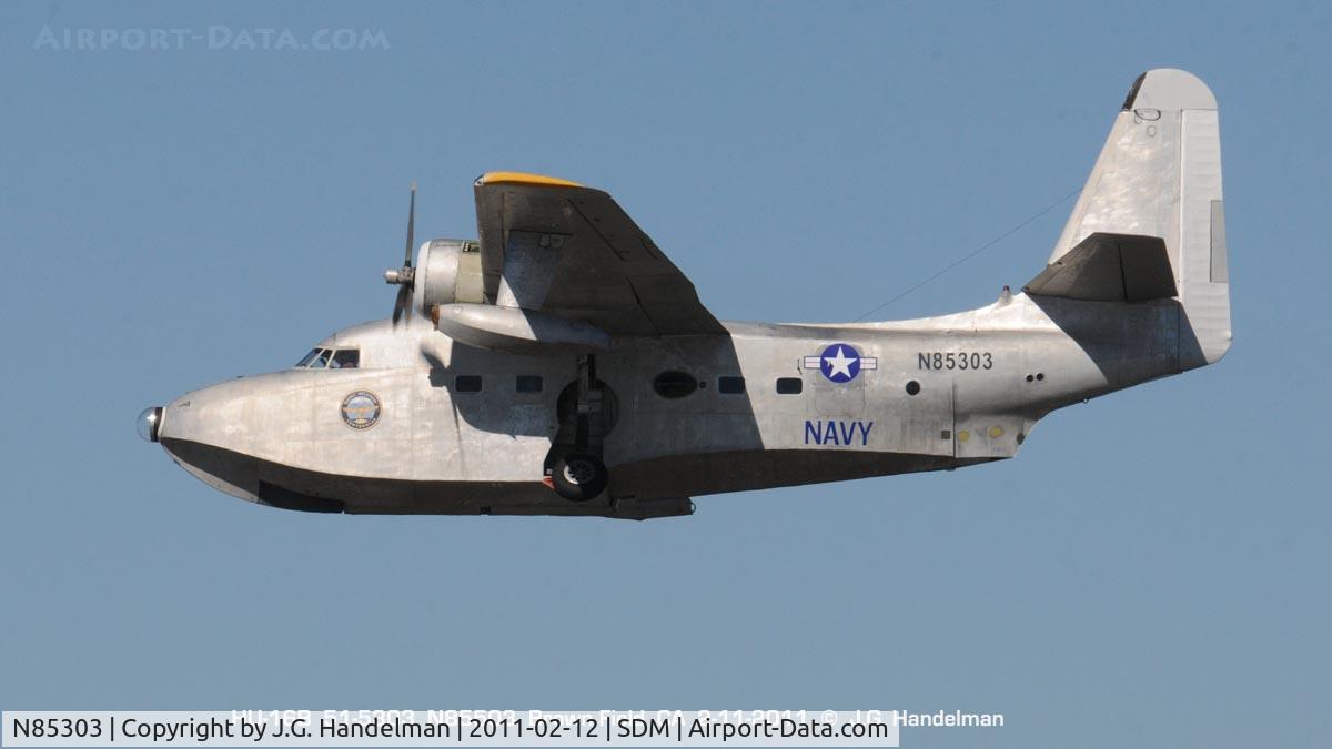 N85303, 1951 Grumman HU-16B Albatross C/N G-186, over Brown Field CA