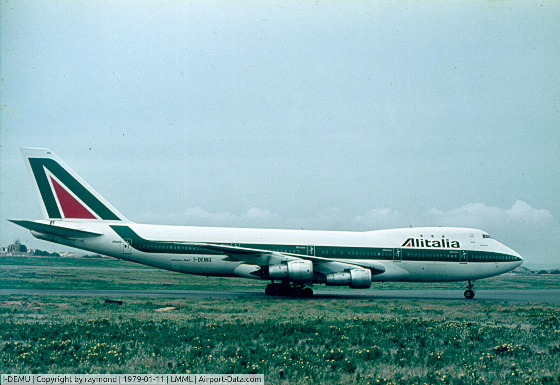 I-DEMU, 1971 Boeing 747-243B C/N 19732, I-DEMU B747 Alitalia in Malta for circuit training.