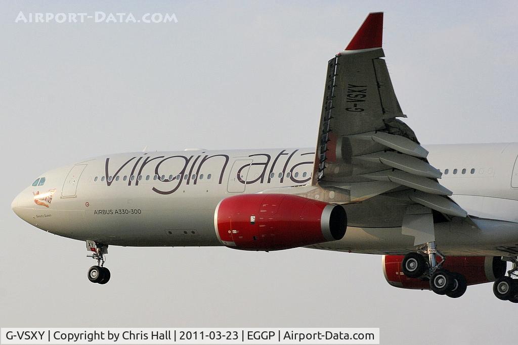 G-VSXY, 2010 Airbus A330-343X C/N 1195, Virgin Atlantic A330 on approach for RW27 at LJLA on a crew training flight